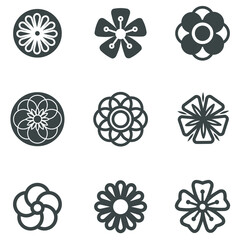 Korea Traditional Pattern Outline Collection. Thin Line Icon Vector Illustrator.