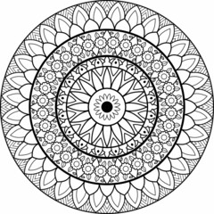 Black and white mandala pattern. Geometric circle element made in vector. Perfect cards for any other kind of design, birthday and other holiday, kaleidoscope, medallion, yoga, india, arabic