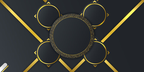 Modern trendy black and gold abstract background, black and gold abstract background, Dark and gold abstract background luxury shapes. background with ornament Vector illustration.frame