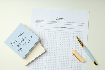 Concept of exams and tests, top view