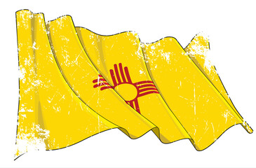 Textured Grunge Waving Flag of the State of New Mexico