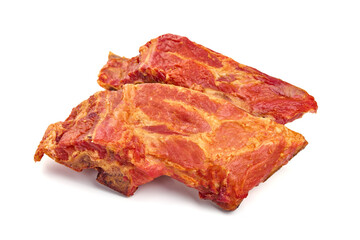 Smoked ribs, isolated on white background. High resolution image.