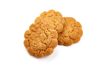 Oat cookies, isolated on white background.