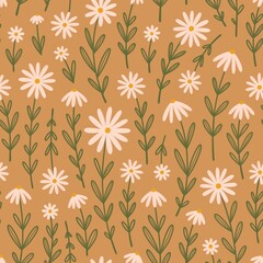 Fototapeta premium Seamless pattern with cute small flowers. Vintage floral background.