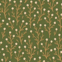 Seamless pattern with cute small flowers. Vintage floral background.