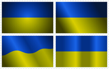 Yellow-blue flag of Ukraine. Set of isolated vector illustration backgrounds for design on a transparent background