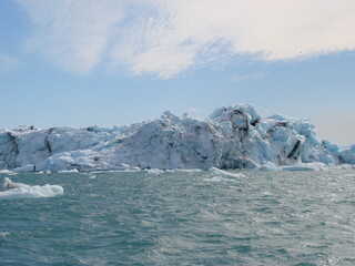 Glacial lagoon in Iceland. Iceland tourist attractions. Arctic glacier. Ocean glaciers.