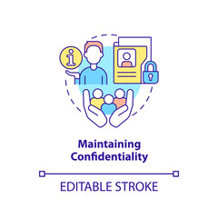 Maintaining confidentiality concept icon. Sensitive information protection. HR skills abstract idea thin line illustration. Isolated outline drawing. Editable stroke. Arial, Myriad Pro-Bold fonts used