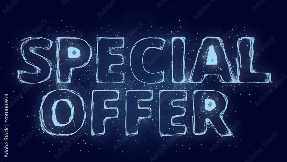 Poster Special offer text. Plexus with text Special offer. Plexus. 4K video