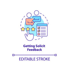 Getting solicit feedback concept icon. Open communication. HR skills abstract idea thin line illustration. Isolated outline drawing. Editable stroke. Arial, Myriad Pro-Bold fonts used
