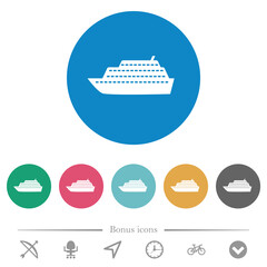 Cruise ship side view flat round icons