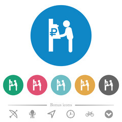 Ruble cash machine flat round icons