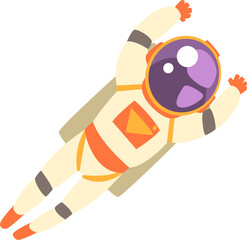 Man Astronaut in Outer Space in Spacesuit Floating in Zero-gravity Condition © topvectors