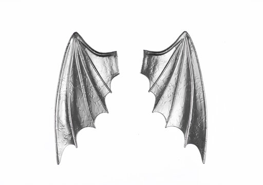 silver devil wings isolated on white background
