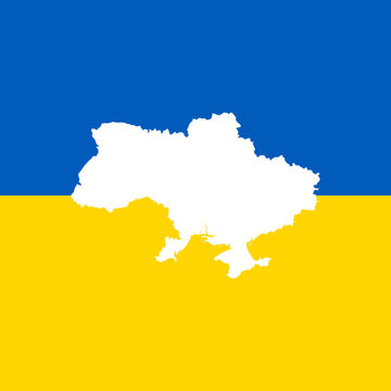 Vector map of Ukraine on national flag