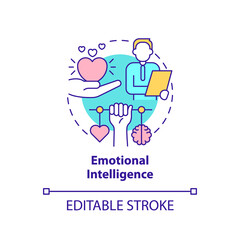 Emotional intelligence concept icon. Communicate effectively at work. HR skills abstract idea thin line illustration. Isolated outline drawing. Editable stroke. Arial, Myriad Pro-Bold fonts used