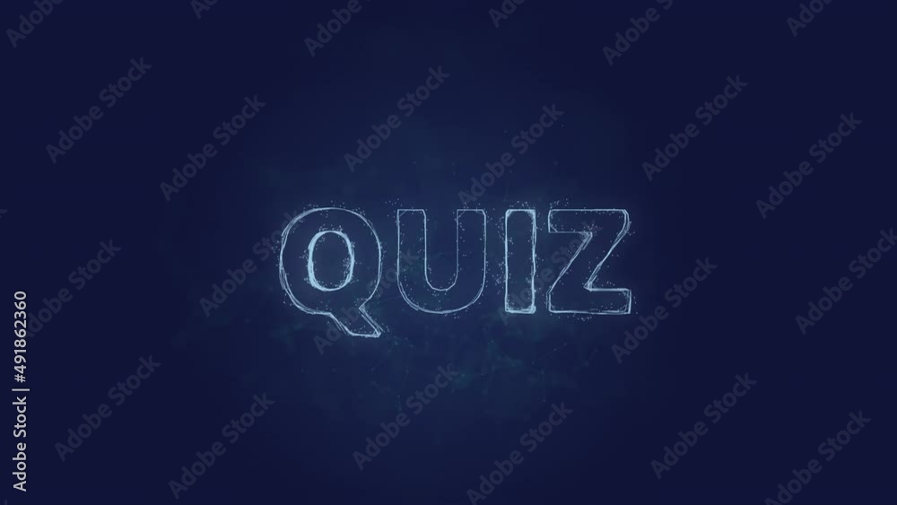 Poster Quiz text. Plexus with text Quiz. Plexus. 4K video
