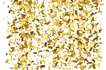 Golden Explosion Of Confetti. Gold Glitter Texture Isolated On White. Amber Particles Color. Celebratory Background. Vector Illustration, Eps 10.