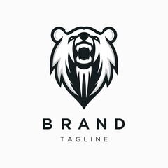 Bear Head Logo Design Template.