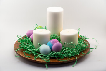 Obraz na płótnie Canvas Centerpiece with Easter eggs