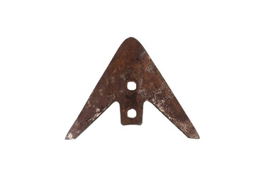 rusty spearhead isolated on white background