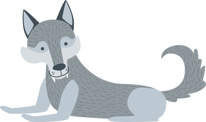 Gray or Grey Wolf as Large Canine and Carnivore Forest Animal with Pointed Ears © topvectors