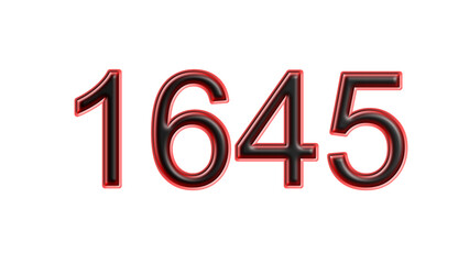red 1645 number 3d effect white background