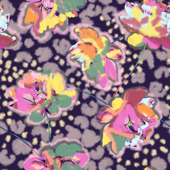 Fototapeta na wymiar Watercolor lotus flowers. Seamless pattern. Design for fabric, wallpaper, packaging, home textiles.