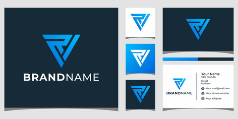 RV monogram triangle logo design