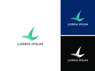 ILLUSTRATION ABSTRACT SIMPLE SHIP, SAILING BOAT LOGO DESIGN VECTOR