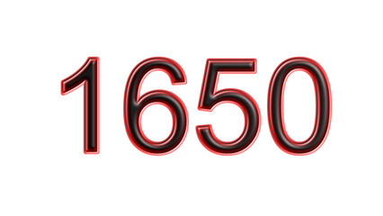 red 1650 number 3d effect white background