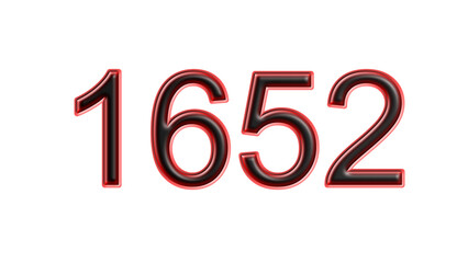 red 1652 number 3d effect white background