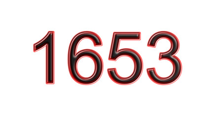 red 1653 number 3d effect white background