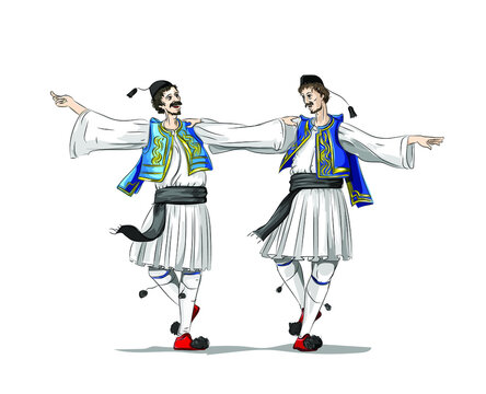 Greece traditional dance, men folk dress, Zorba Dance