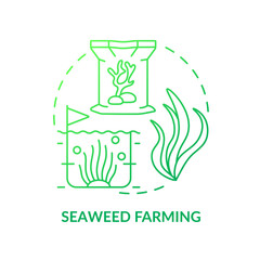 Seaweed farming green gradient concept icon. Nutritious food production. Agricultural trends abstract idea thin line illustration. Isolated outline drawing. Myriad Pro-Bold font used