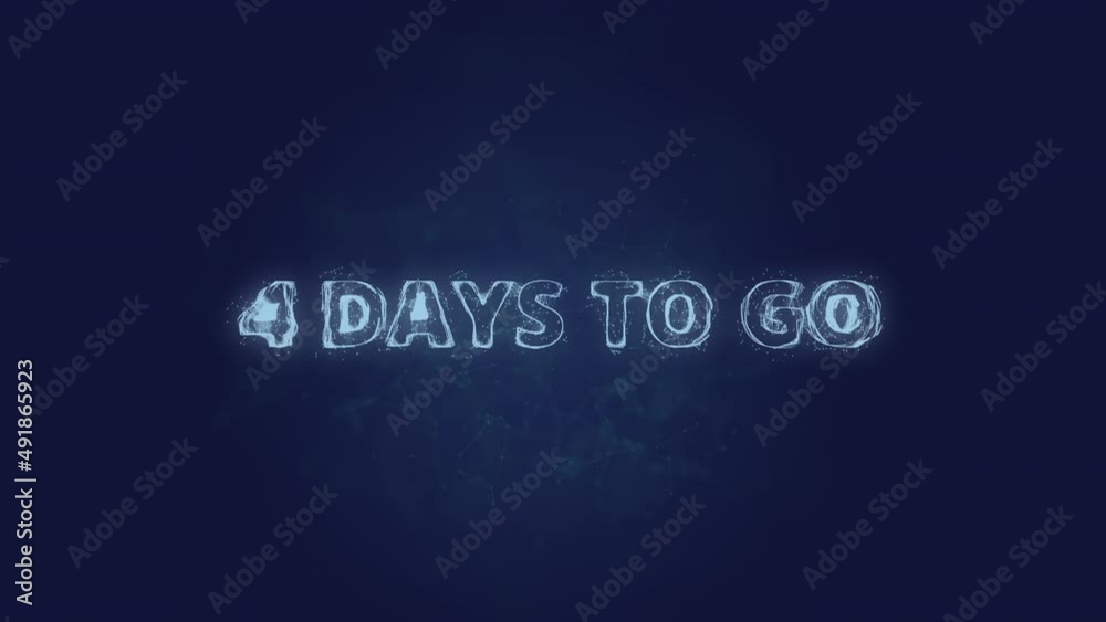 Poster 4 days to go text. Plexus with text 4 days to go. Plexus. 4K video