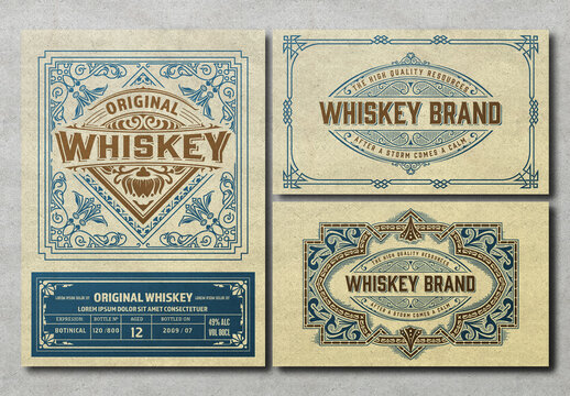 Set of 3 Vintage Labels for Packaging