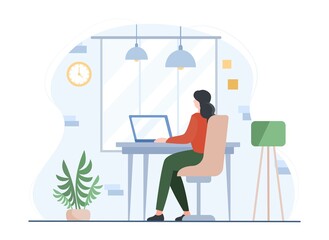 Happy woman work online abstract concept