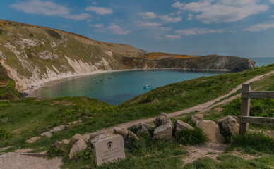 Fototapeta na wymiar Coastal Path, & Lulworth Cove, Dorset, England, UK