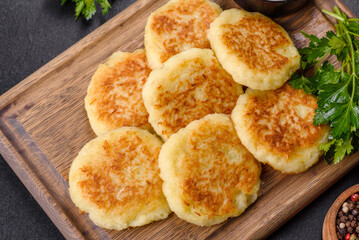 Potato Cakes. Vegetable fritters, latkes, hash browns. Vegetable pancakes