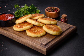 Potato Cakes. Vegetable fritters, latkes, hash browns. Vegetable pancakes