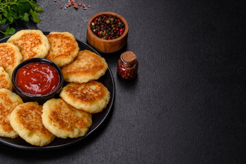 Potato Cakes. Vegetable fritters, latkes, hash browns. Vegetable pancakes