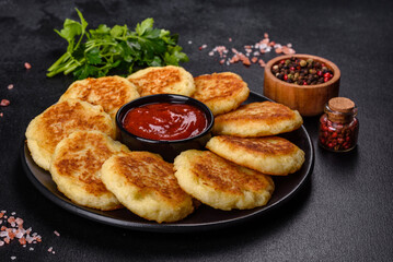 Potato Cakes. Vegetable fritters, latkes, hash browns. Vegetable pancakes