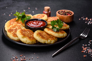 Potato Cakes. Vegetable fritters, latkes, hash browns. Vegetable pancakes