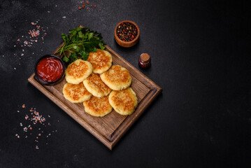 Potato Cakes. Vegetable fritters, latkes, hash browns. Vegetable pancakes
