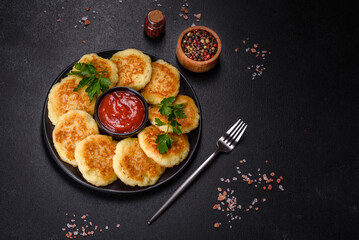 Potato Cakes. Vegetable fritters, latkes, hash browns. Vegetable pancakes