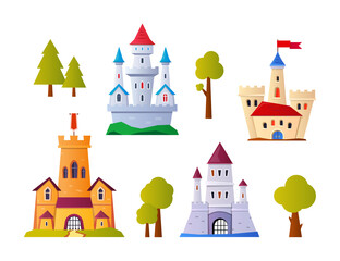 Obraz premium Magic castle - modern flat design style object set