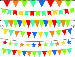 Bunting, Pennant, Flags, Borders, bright