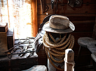 cowboy hat and rope