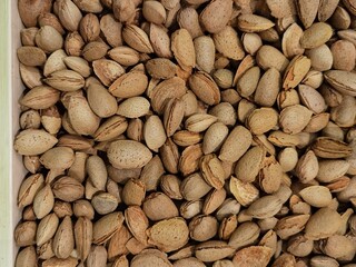 almonds many top view in super market